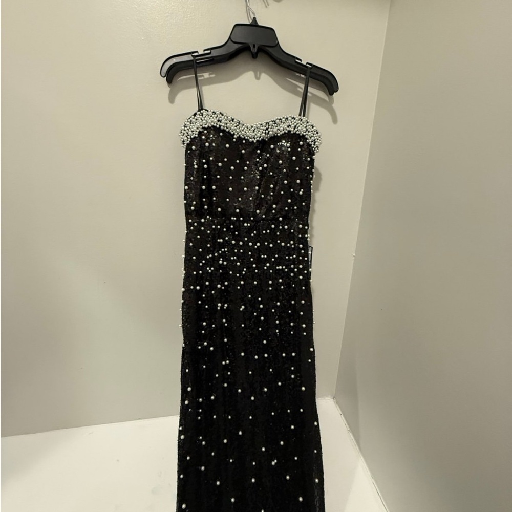 Elegant Black and White Beaded Dress